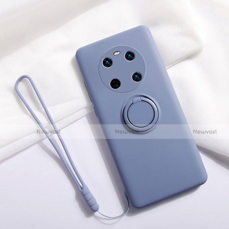 Ultra-thin Silicone Gel Soft Case Cover with Magnetic Finger Ring Stand A01 for Huawei Mate 40