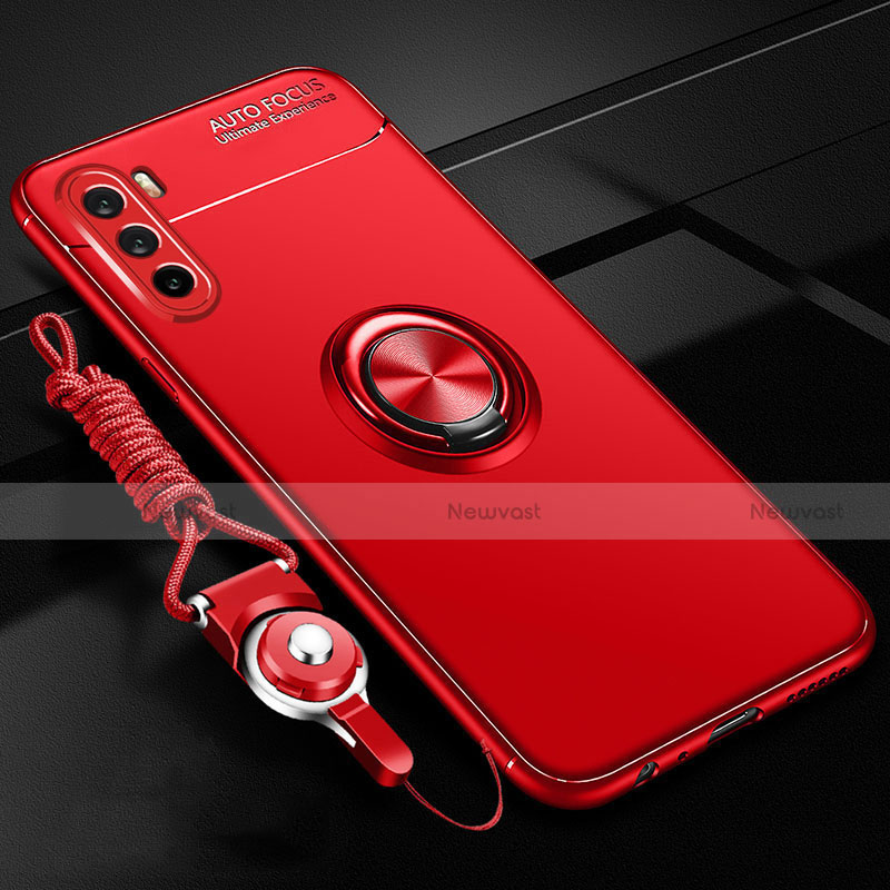 Ultra-thin Silicone Gel Soft Case Cover with Magnetic Finger Ring Stand A01 for Huawei Mate 40 Lite 5G