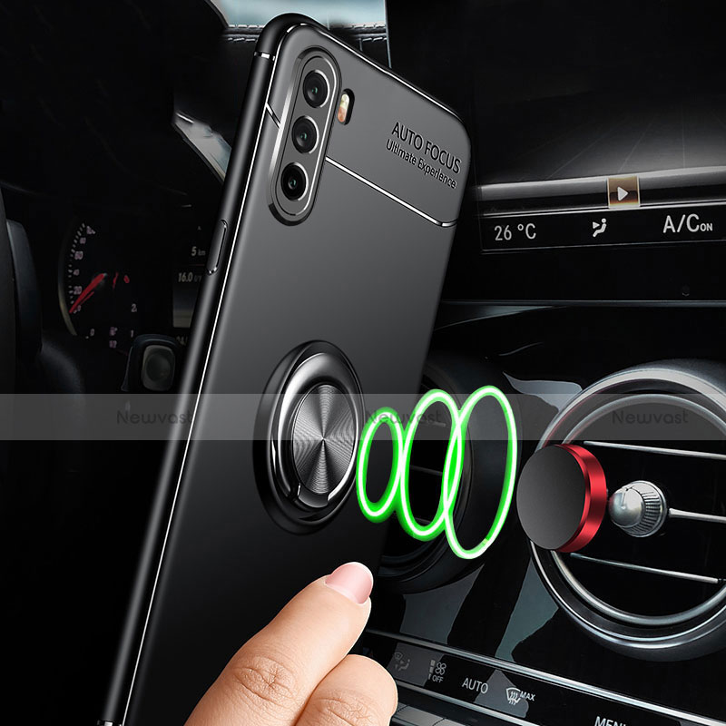 Ultra-thin Silicone Gel Soft Case Cover with Magnetic Finger Ring Stand A01 for Huawei Mate 40 Lite 5G