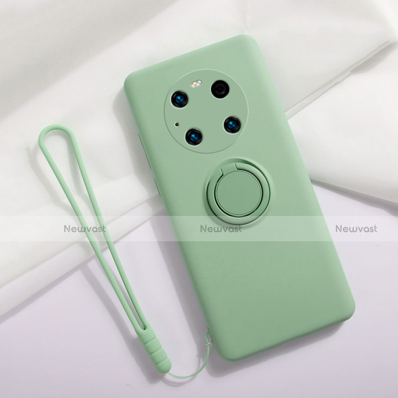 Ultra-thin Silicone Gel Soft Case Cover with Magnetic Finger Ring Stand A01 for Huawei Mate 40 Pro