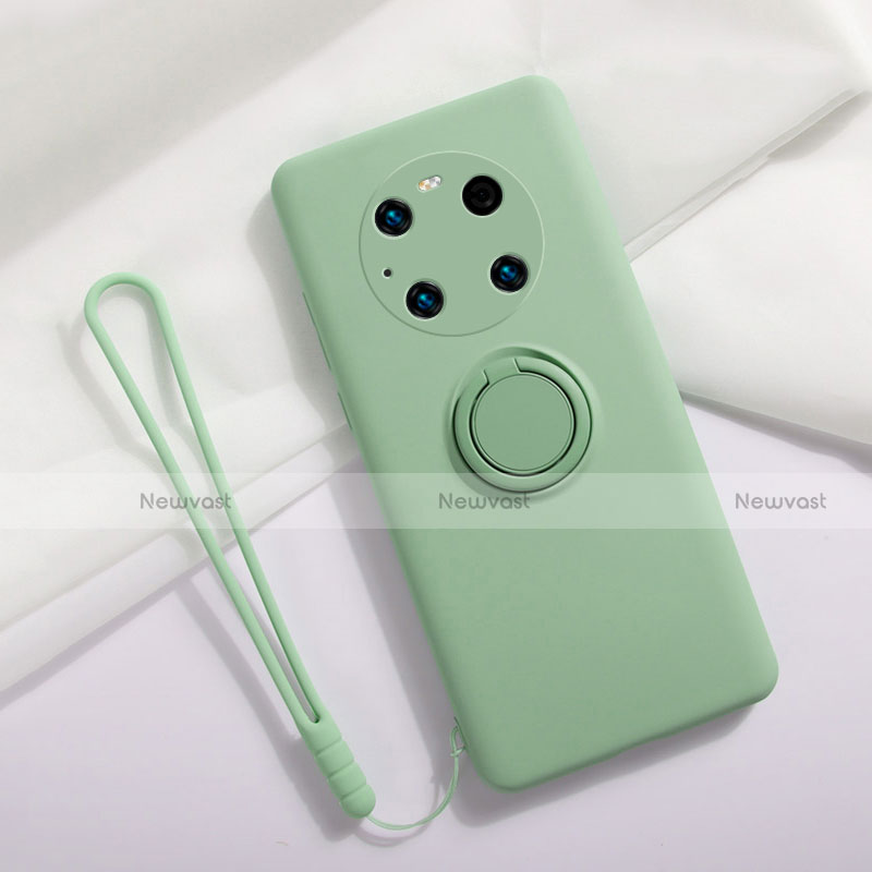 Ultra-thin Silicone Gel Soft Case Cover with Magnetic Finger Ring Stand A01 for Huawei Mate 40 Pro Matcha Green