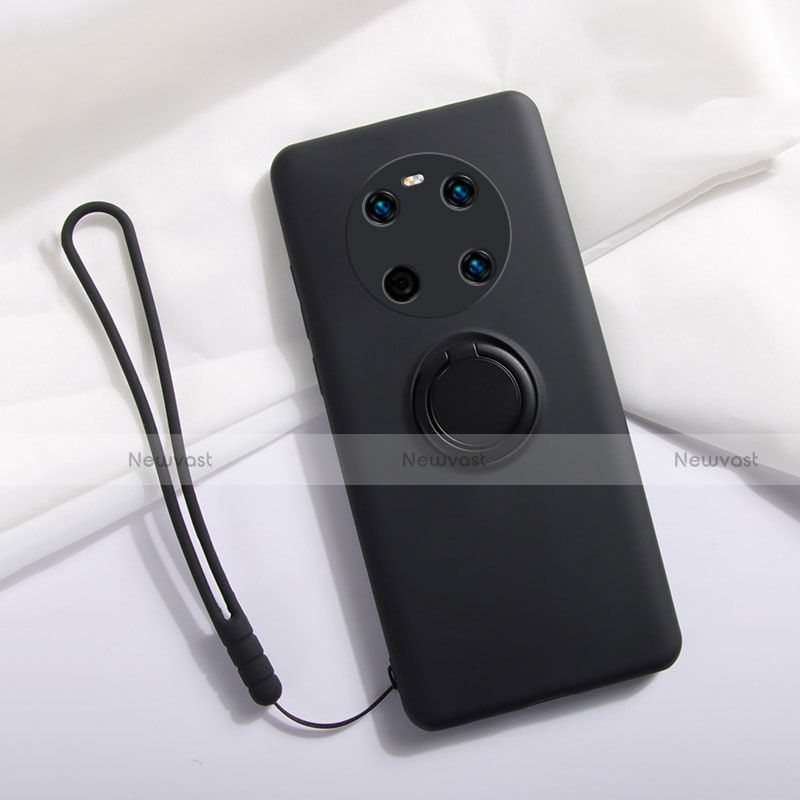 Ultra-thin Silicone Gel Soft Case Cover with Magnetic Finger Ring Stand A01 for Huawei Mate 40E 4G