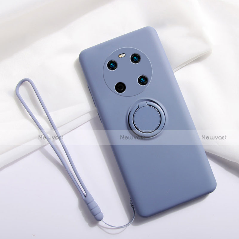 Ultra-thin Silicone Gel Soft Case Cover with Magnetic Finger Ring Stand A01 for Huawei Mate 40E 4G