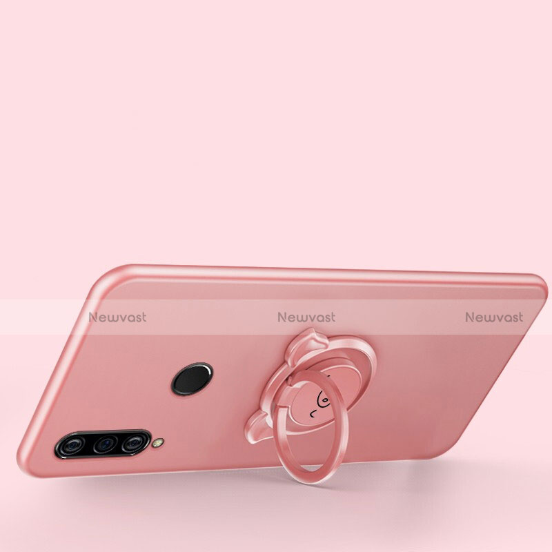 Ultra-thin Silicone Gel Soft Case Cover with Magnetic Finger Ring Stand A01 for Huawei Nova 4e