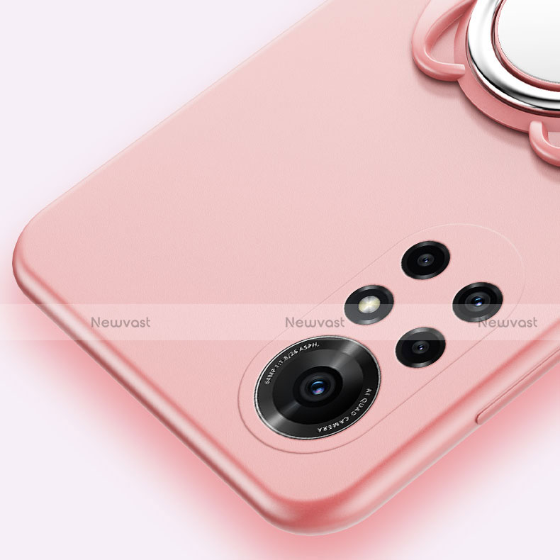 Ultra-thin Silicone Gel Soft Case Cover with Magnetic Finger Ring Stand A01 for Huawei Nova 8 5G