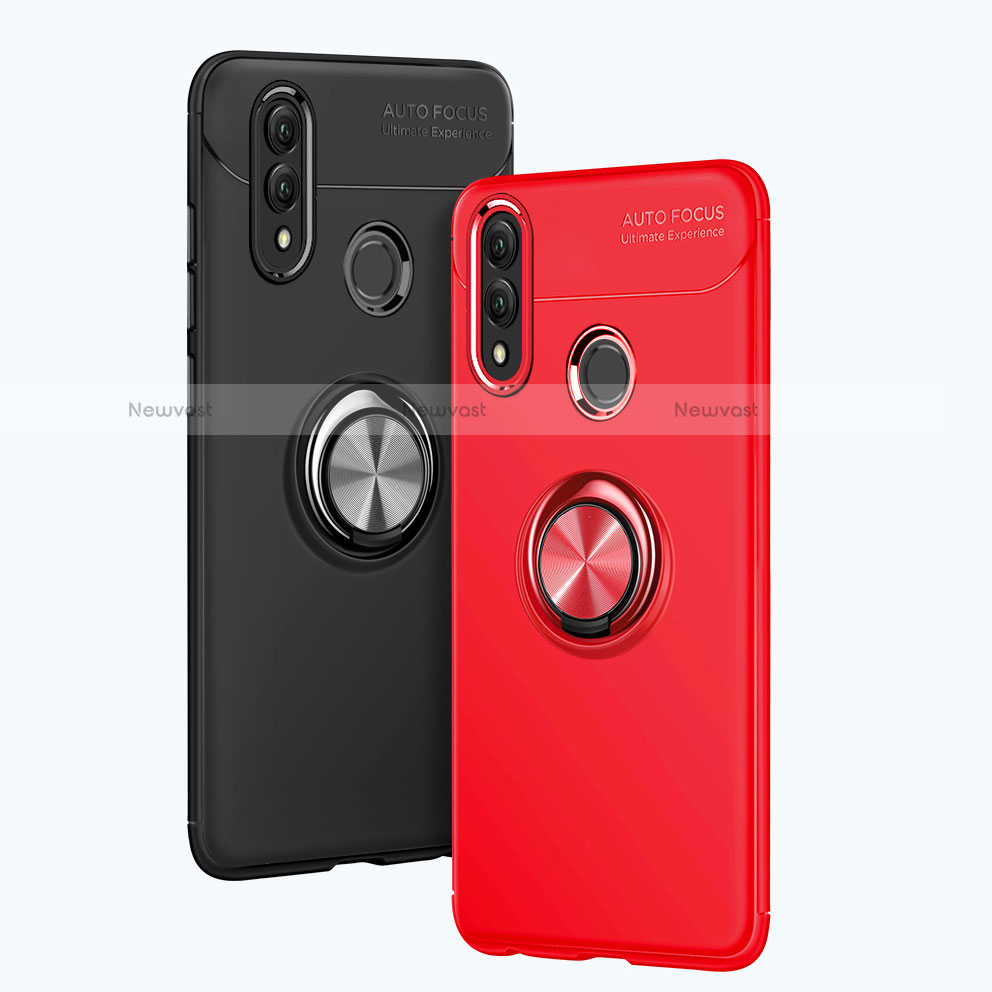 Ultra-thin Silicone Gel Soft Case Cover with Magnetic Finger Ring Stand A01 for Huawei P Smart (2019)