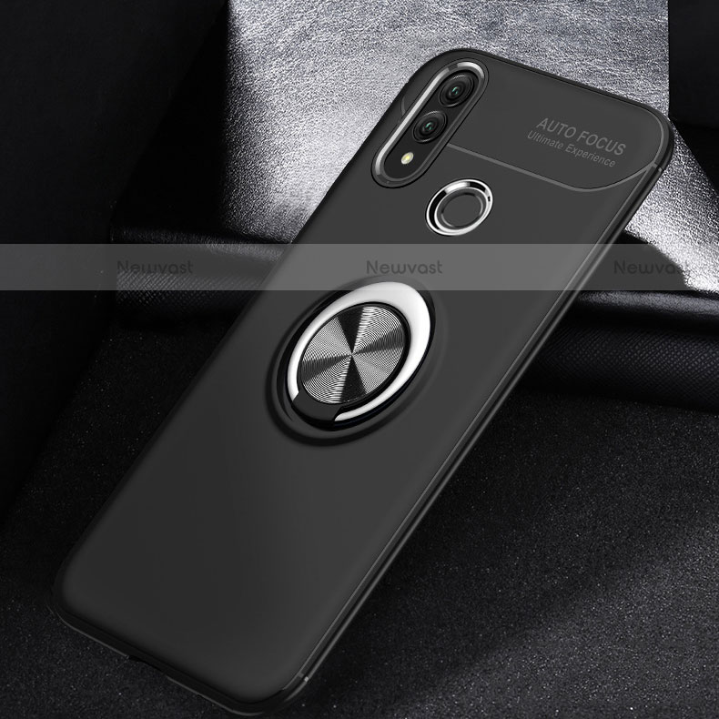 Ultra-thin Silicone Gel Soft Case Cover with Magnetic Finger Ring Stand A01 for Huawei P Smart (2019) Black