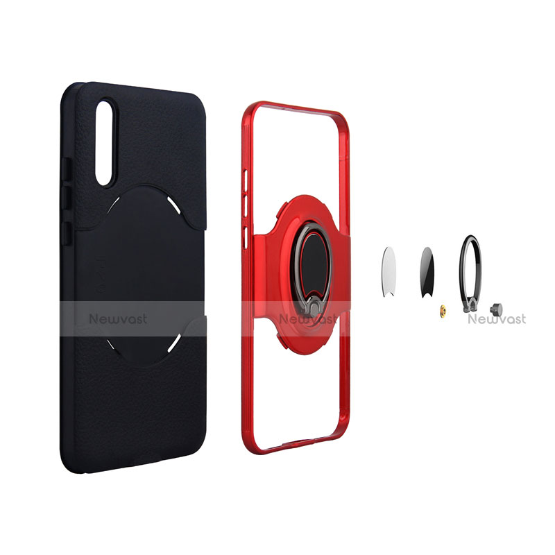 Ultra-thin Silicone Gel Soft Case Cover with Magnetic Finger Ring Stand A01 for Huawei P20