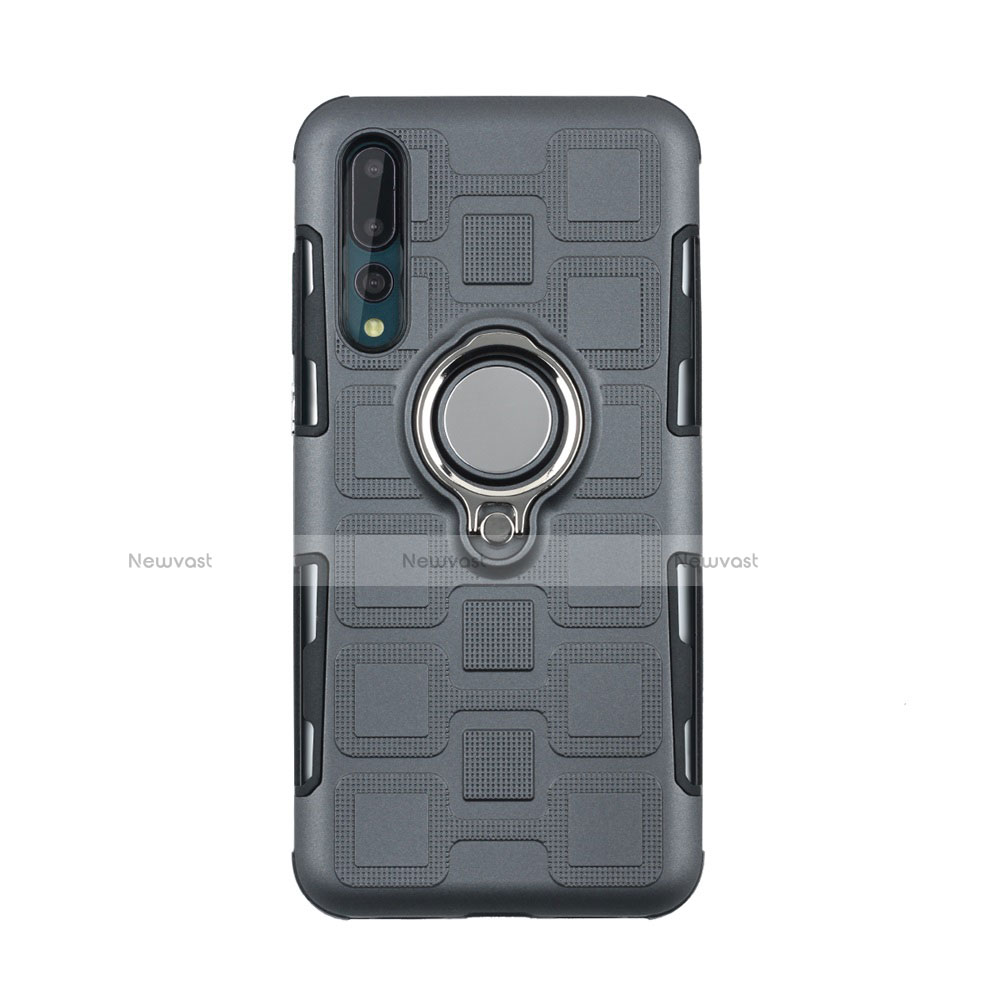 Ultra-thin Silicone Gel Soft Case Cover with Magnetic Finger Ring Stand A01 for Huawei P20 Pro