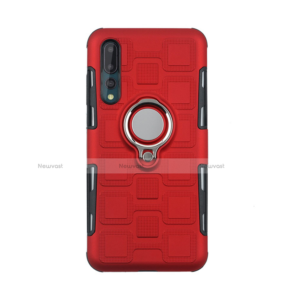 Ultra-thin Silicone Gel Soft Case Cover with Magnetic Finger Ring Stand A01 for Huawei P20 Pro