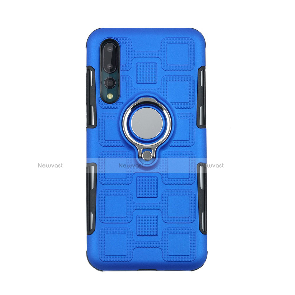 Ultra-thin Silicone Gel Soft Case Cover with Magnetic Finger Ring Stand A01 for Huawei P20 Pro