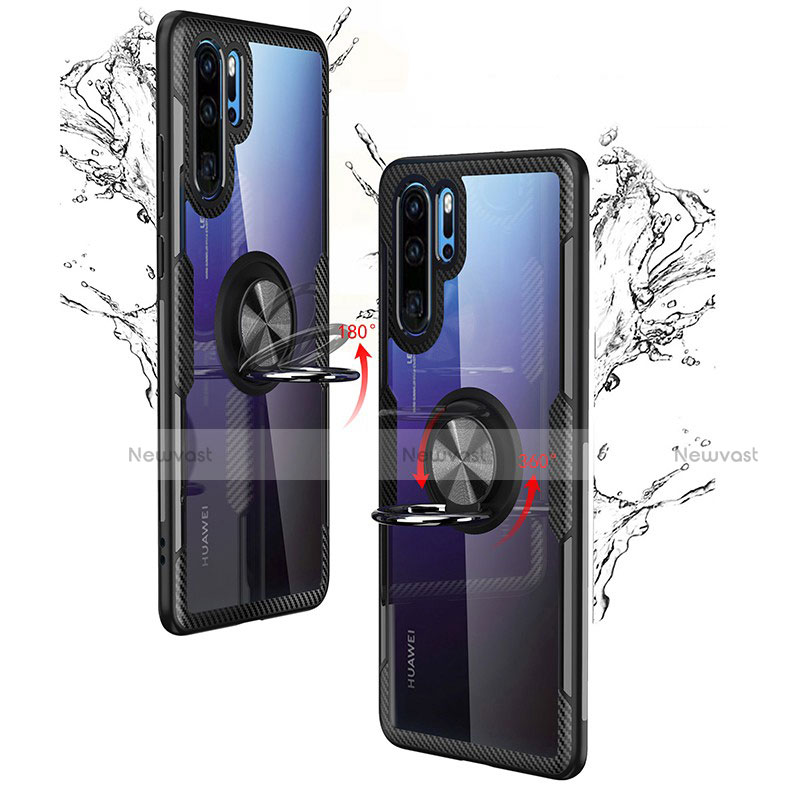 Ultra-thin Silicone Gel Soft Case Cover with Magnetic Finger Ring Stand A01 for Huawei P30 Pro New Edition