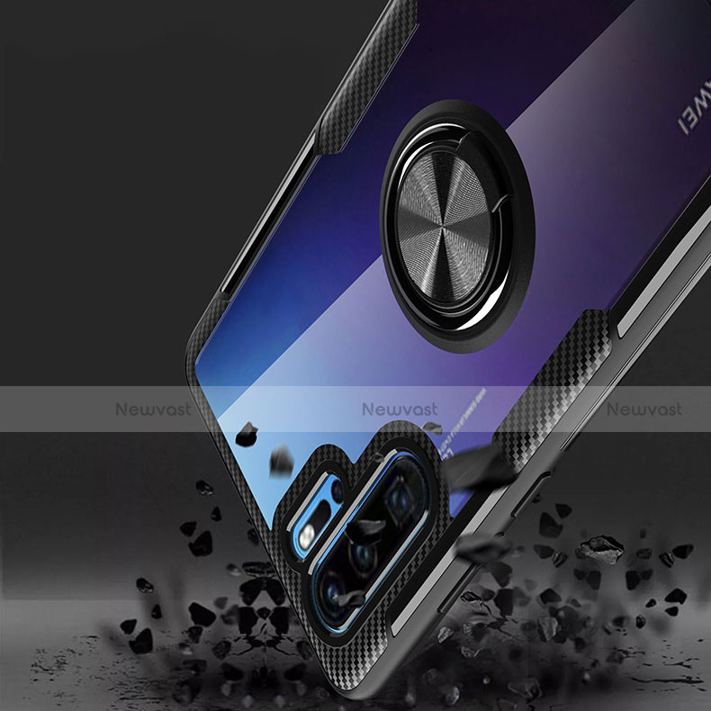 Ultra-thin Silicone Gel Soft Case Cover with Magnetic Finger Ring Stand A01 for Huawei P30 Pro New Edition