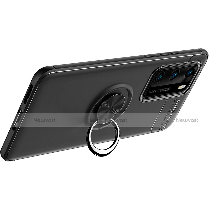 Ultra-thin Silicone Gel Soft Case Cover with Magnetic Finger Ring Stand A01 for Huawei P40