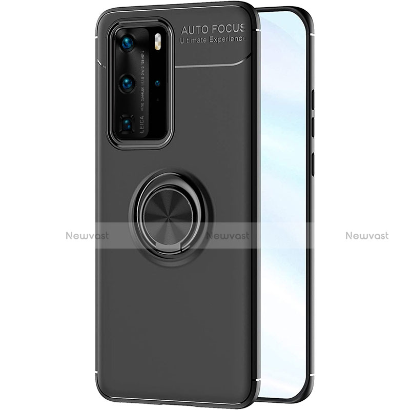 Ultra-thin Silicone Gel Soft Case Cover with Magnetic Finger Ring Stand A01 for Huawei P40 Pro