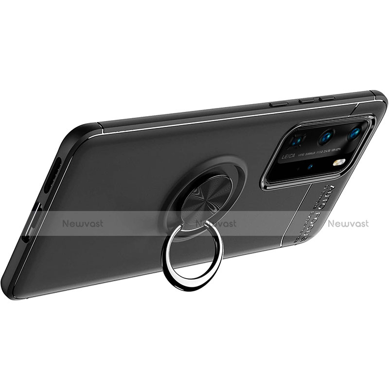 Ultra-thin Silicone Gel Soft Case Cover with Magnetic Finger Ring Stand A01 for Huawei P40 Pro