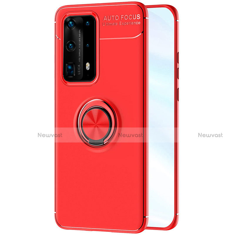 Ultra-thin Silicone Gel Soft Case Cover with Magnetic Finger Ring Stand A01 for Huawei P40 Pro+ Plus