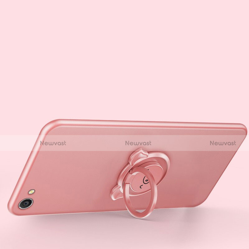 Ultra-thin Silicone Gel Soft Case Cover with Magnetic Finger Ring Stand A01 for Oppo A3