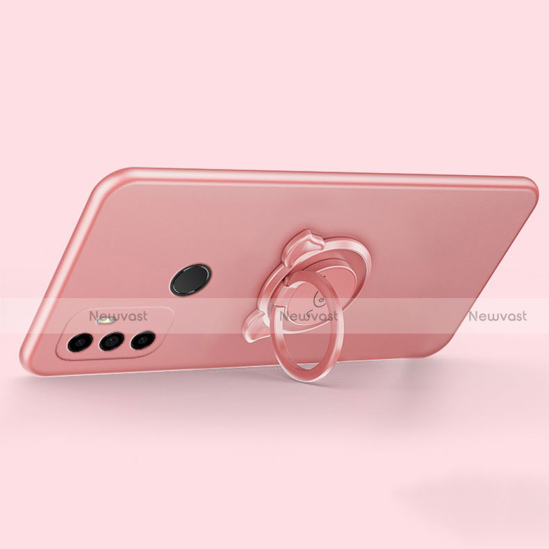 Ultra-thin Silicone Gel Soft Case Cover with Magnetic Finger Ring Stand A01 for Oppo A32