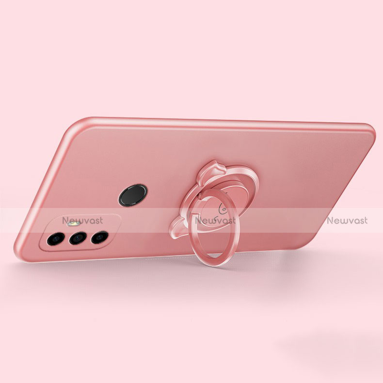 Ultra-thin Silicone Gel Soft Case Cover with Magnetic Finger Ring Stand A01 for Oppo A53