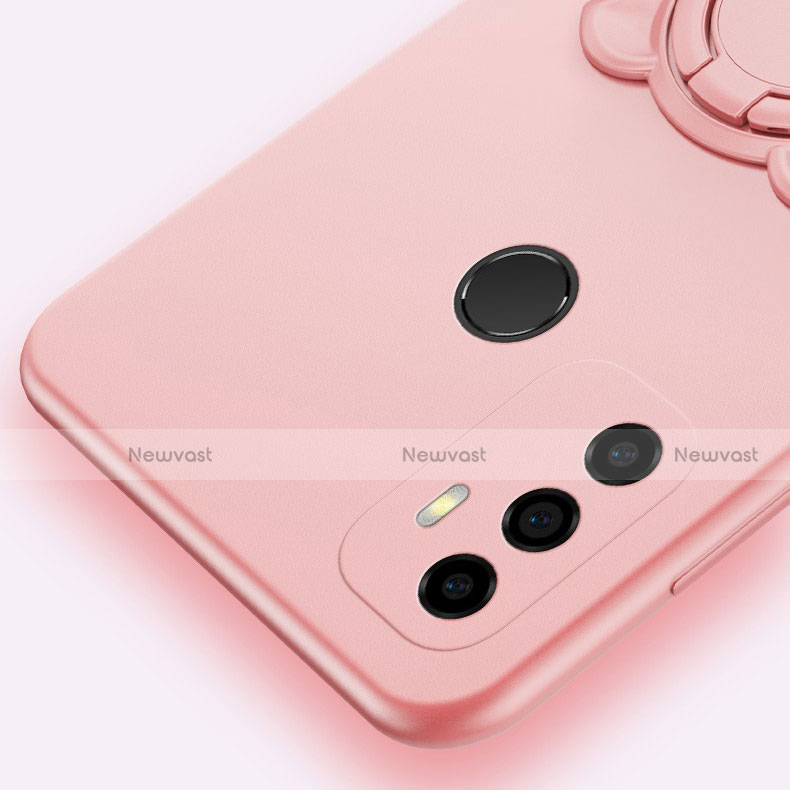 Ultra-thin Silicone Gel Soft Case Cover with Magnetic Finger Ring Stand A01 for Oppo A53s