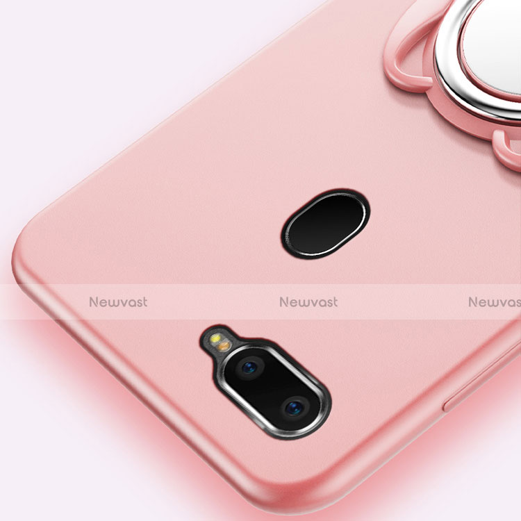 Ultra-thin Silicone Gel Soft Case Cover with Magnetic Finger Ring Stand A01 for Oppo A7