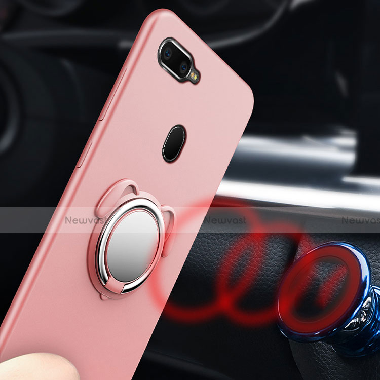 Ultra-thin Silicone Gel Soft Case Cover with Magnetic Finger Ring Stand A01 for Oppo A7