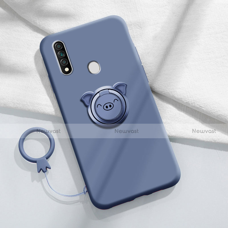 Ultra-thin Silicone Gel Soft Case Cover with Magnetic Finger Ring Stand A01 for Oppo A8