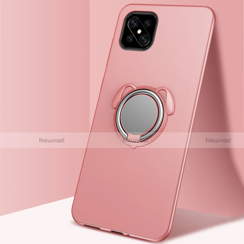 Ultra-thin Silicone Gel Soft Case Cover with Magnetic Finger Ring Stand A01 for Oppo A92s 5G