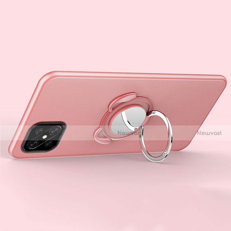 Ultra-thin Silicone Gel Soft Case Cover with Magnetic Finger Ring Stand A01 for Oppo A92s 5G