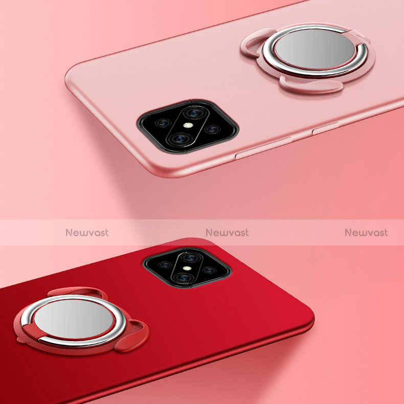 Ultra-thin Silicone Gel Soft Case Cover with Magnetic Finger Ring Stand A01 for Oppo A92s 5G