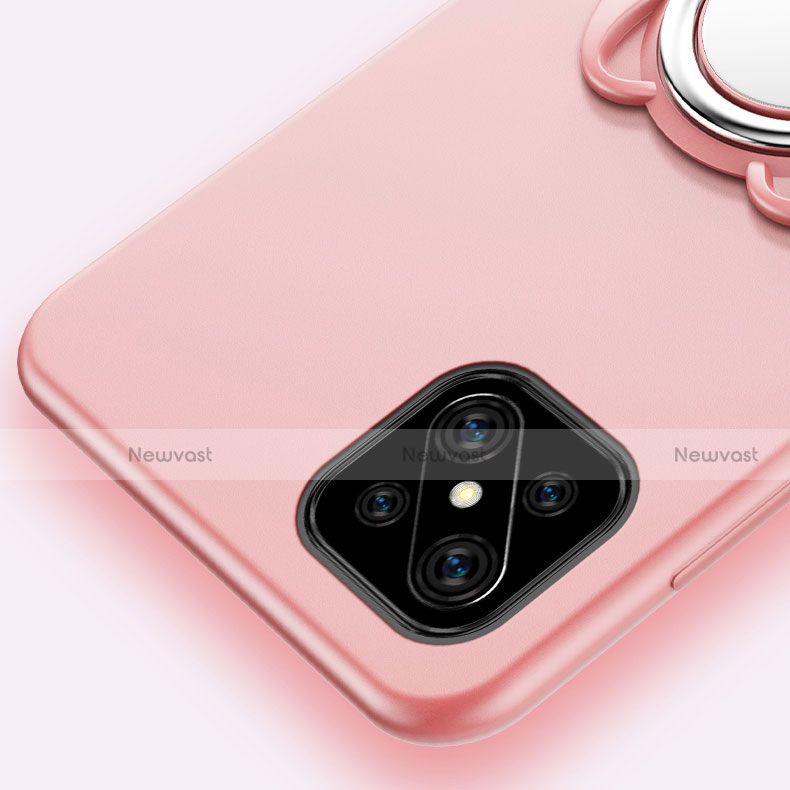 Ultra-thin Silicone Gel Soft Case Cover with Magnetic Finger Ring Stand A01 for Oppo A92s 5G