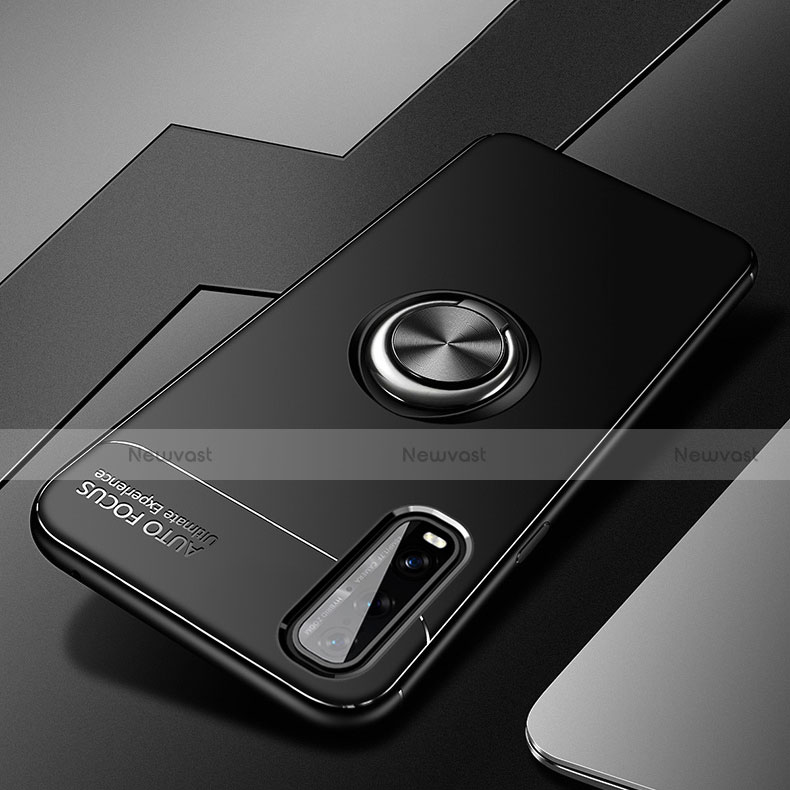 Ultra-thin Silicone Gel Soft Case Cover with Magnetic Finger Ring Stand A01 for Oppo Find X2