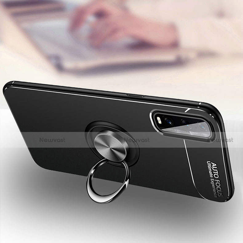 Ultra-thin Silicone Gel Soft Case Cover with Magnetic Finger Ring Stand A01 for Oppo Find X2