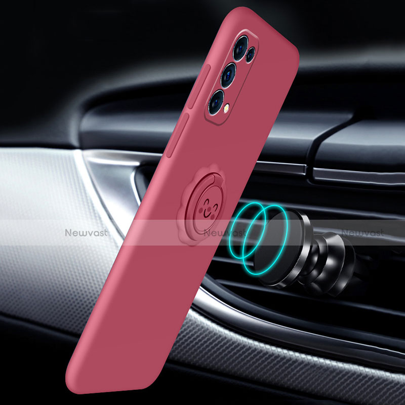 Ultra-thin Silicone Gel Soft Case Cover with Magnetic Finger Ring Stand A01 for Oppo Find X3 Lite 5G