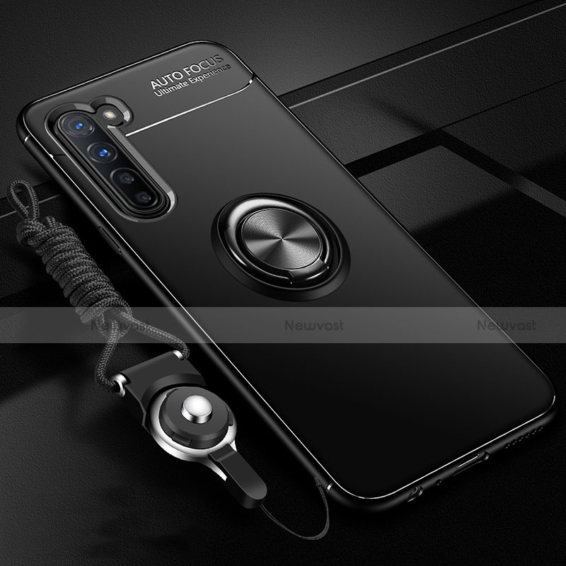 Ultra-thin Silicone Gel Soft Case Cover with Magnetic Finger Ring Stand A01 for Oppo K7 5G Black