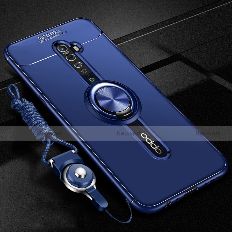 Ultra-thin Silicone Gel Soft Case Cover with Magnetic Finger Ring Stand A01 for Oppo Reno2