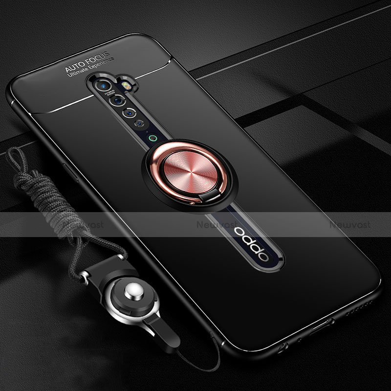 Ultra-thin Silicone Gel Soft Case Cover with Magnetic Finger Ring Stand A01 for Oppo Reno2
