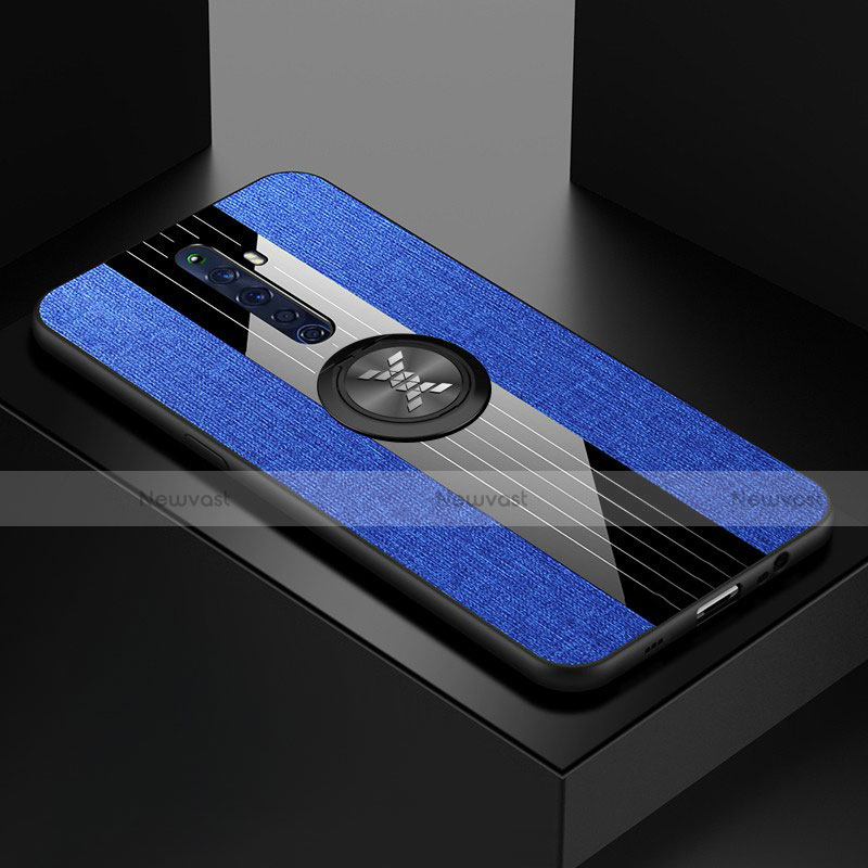 Ultra-thin Silicone Gel Soft Case Cover with Magnetic Finger Ring Stand A01 for Oppo Reno2 Z