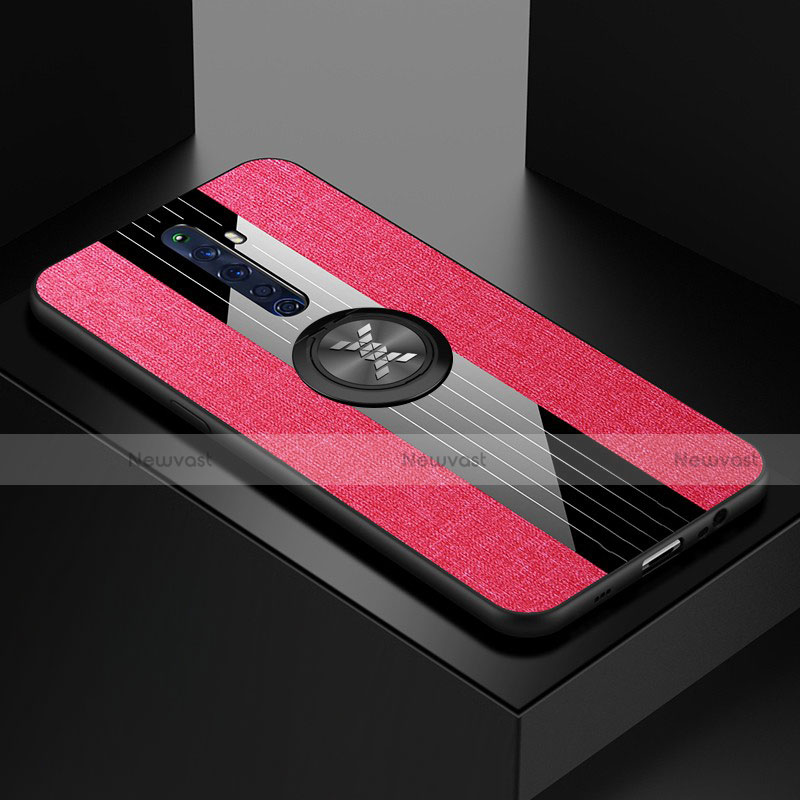 Ultra-thin Silicone Gel Soft Case Cover with Magnetic Finger Ring Stand A01 for Oppo Reno2 Z