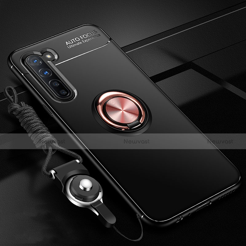 Ultra-thin Silicone Gel Soft Case Cover with Magnetic Finger Ring Stand A01 for Oppo Reno3