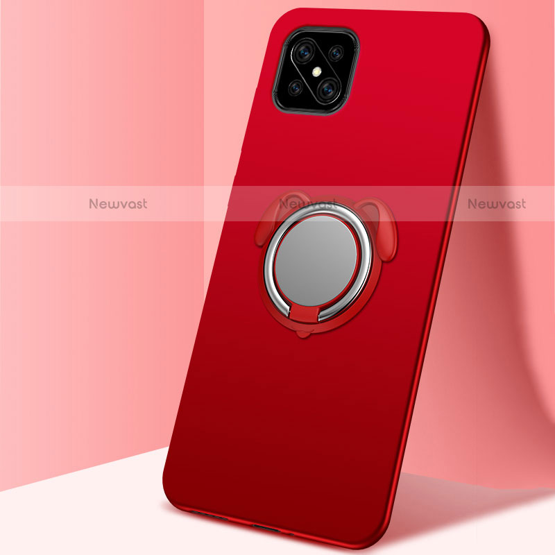 Ultra-thin Silicone Gel Soft Case Cover with Magnetic Finger Ring Stand A01 for Oppo Reno4 Z 5G Red