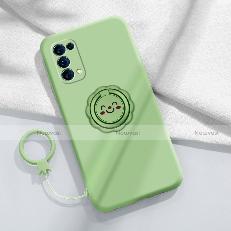 Ultra-thin Silicone Gel Soft Case Cover with Magnetic Finger Ring Stand A01 for Oppo Reno5 5G