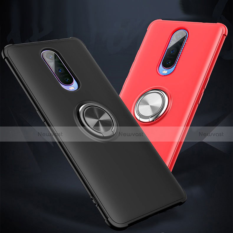 Ultra-thin Silicone Gel Soft Case Cover with Magnetic Finger Ring Stand A01 for Oppo RX17 Pro