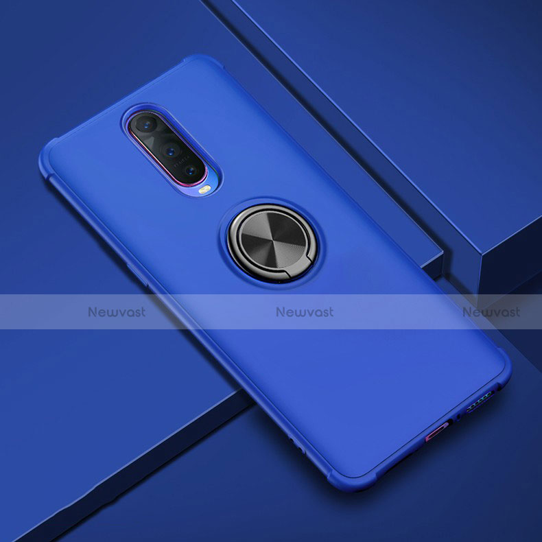 Ultra-thin Silicone Gel Soft Case Cover with Magnetic Finger Ring Stand A01 for Oppo RX17 Pro Blue