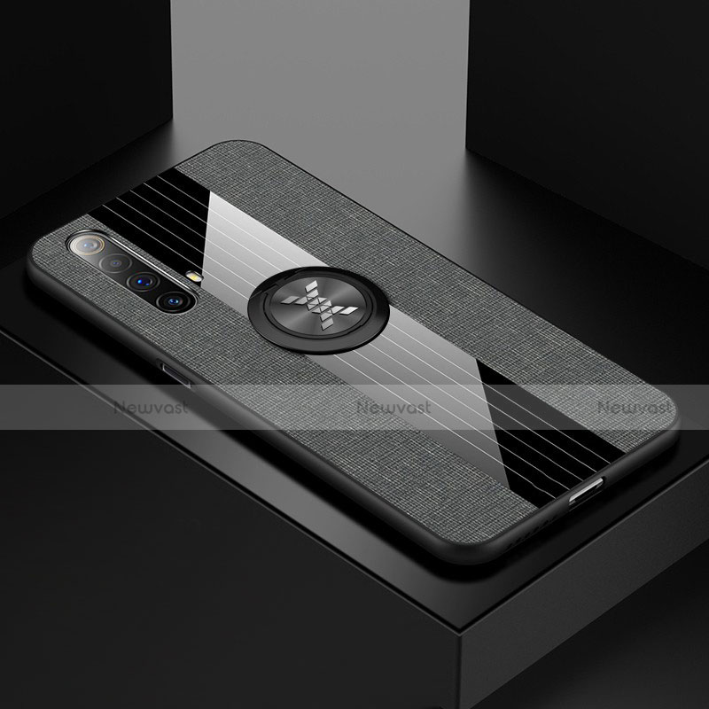 Ultra-thin Silicone Gel Soft Case Cover with Magnetic Finger Ring Stand A01 for Realme X50 5G Gray