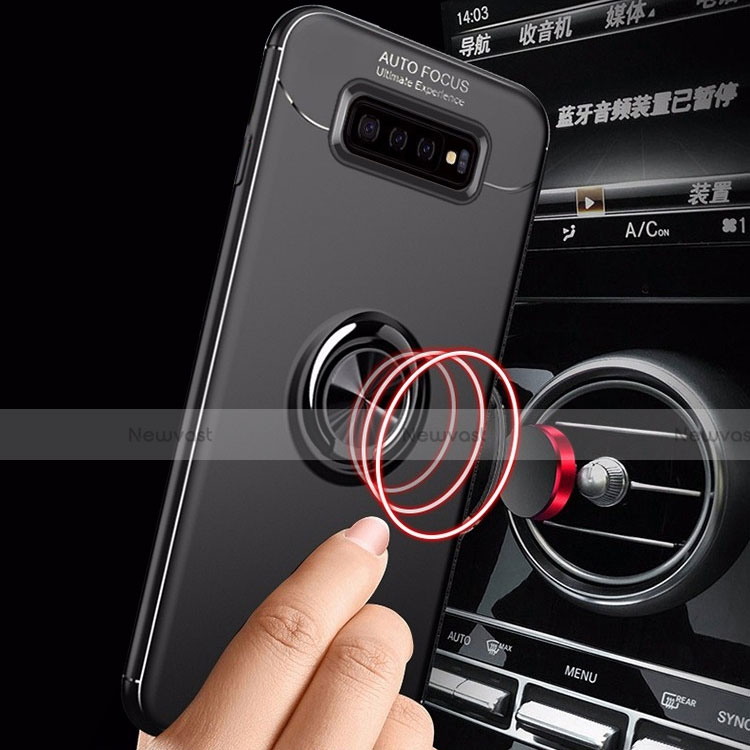 Ultra-thin Silicone Gel Soft Case Cover with Magnetic Finger Ring Stand A01 for Samsung Galaxy S10