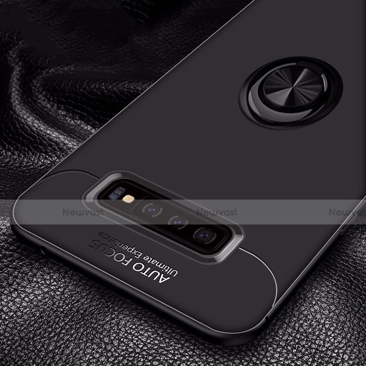 Ultra-thin Silicone Gel Soft Case Cover with Magnetic Finger Ring Stand A01 for Samsung Galaxy S10 Plus