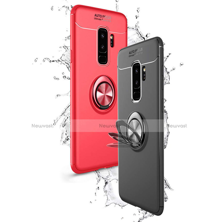 Ultra-thin Silicone Gel Soft Case Cover with Magnetic Finger Ring Stand A01 for Samsung Galaxy S9 Plus