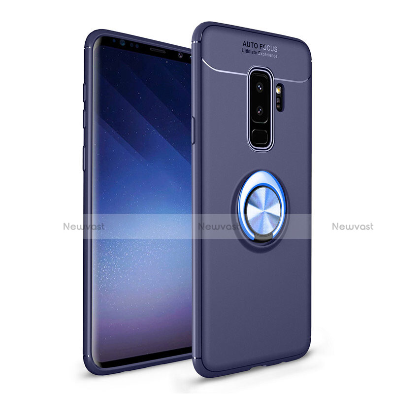 Ultra-thin Silicone Gel Soft Case Cover with Magnetic Finger Ring Stand A01 for Samsung Galaxy S9 Plus